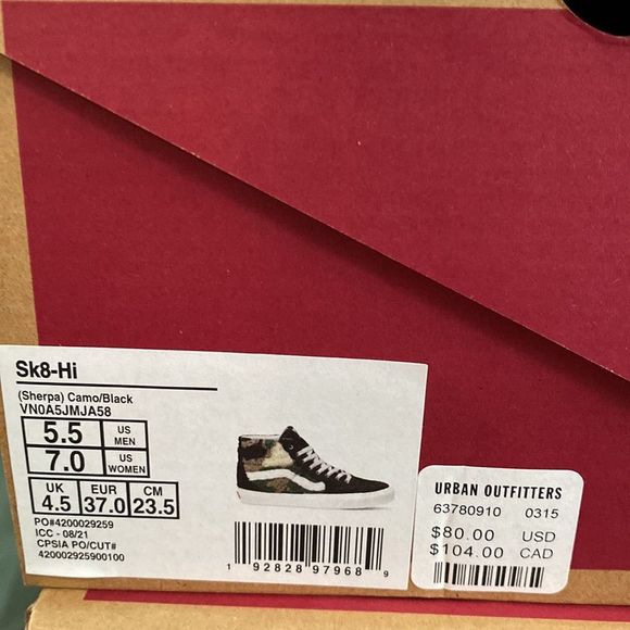 Vans Black and White Fuzzy High-Top Sneakers - Picture 8 of 14